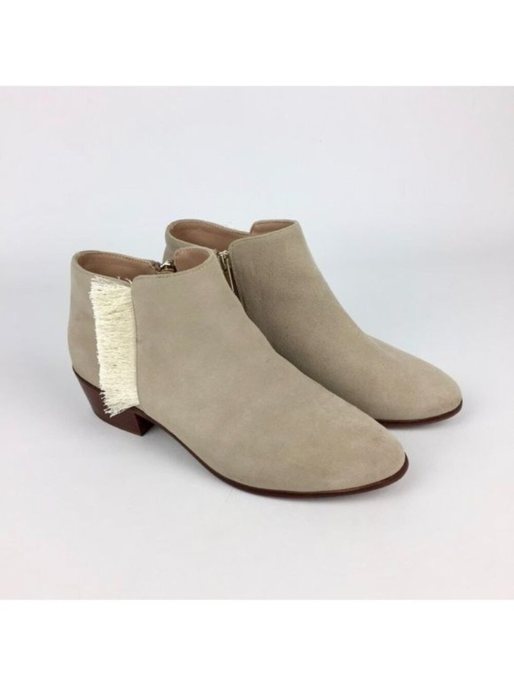 Anthropologie Tan Suede Fringe Ankle Booties 7